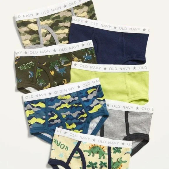 Old Navy Toddler Boys 7-Pack Underwear Solid Dino Camo Size 2T-3T - Picture 2 of 3